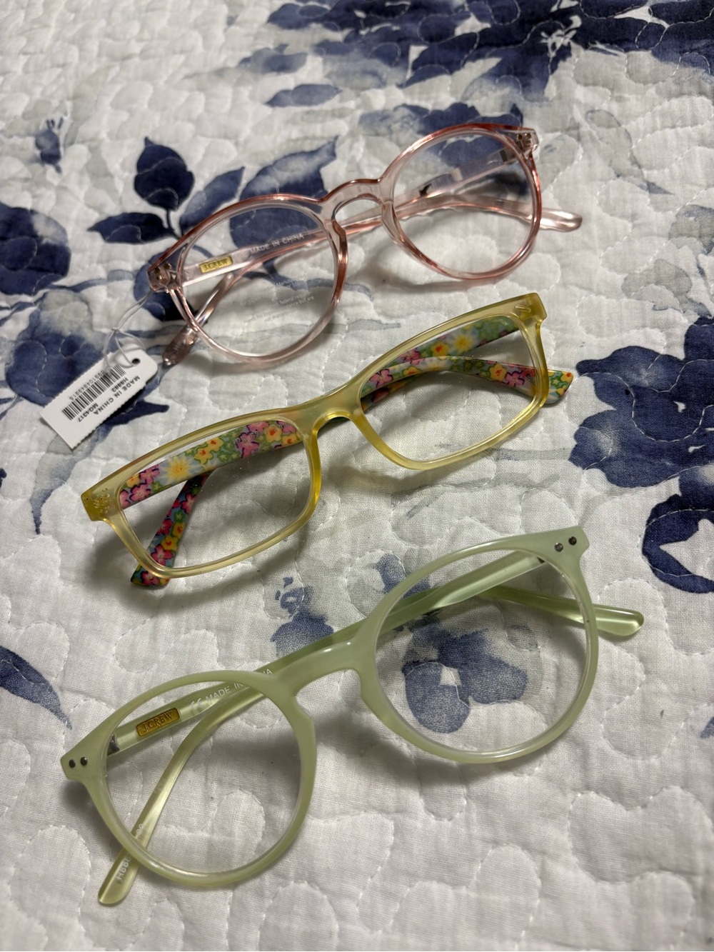 J Crew Fashion Reading Glasses (2) & 1 Floral Fashion Reading Glasses- Unbranded